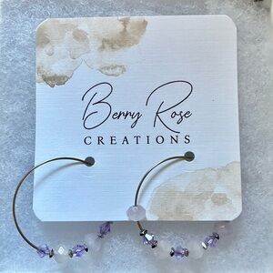 Elegant Purple and White Hoop Earrings
